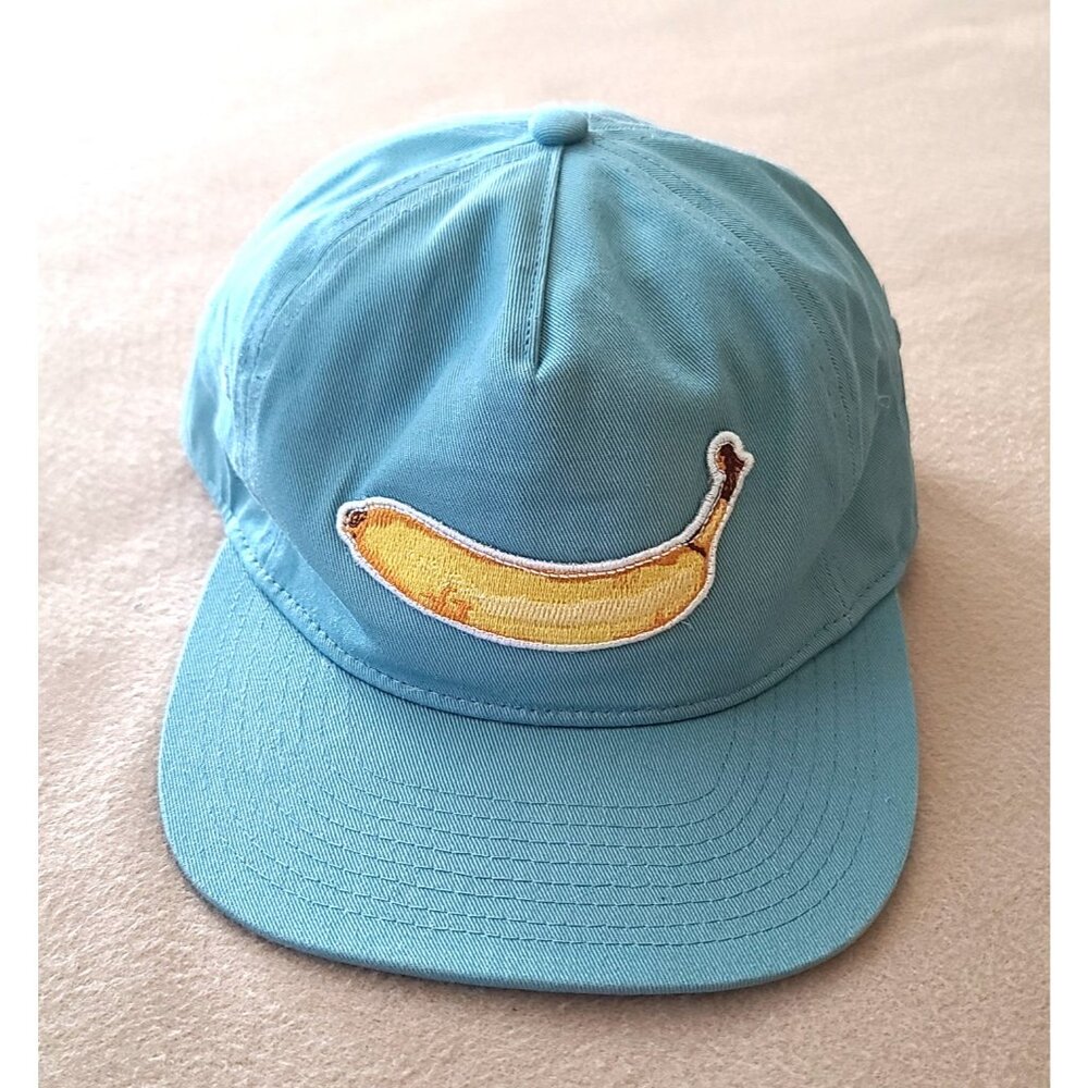 Coney Island Picnic Banana Flat Brim Baseball Cap Hat Logo Blue OS UNISEX NWOT